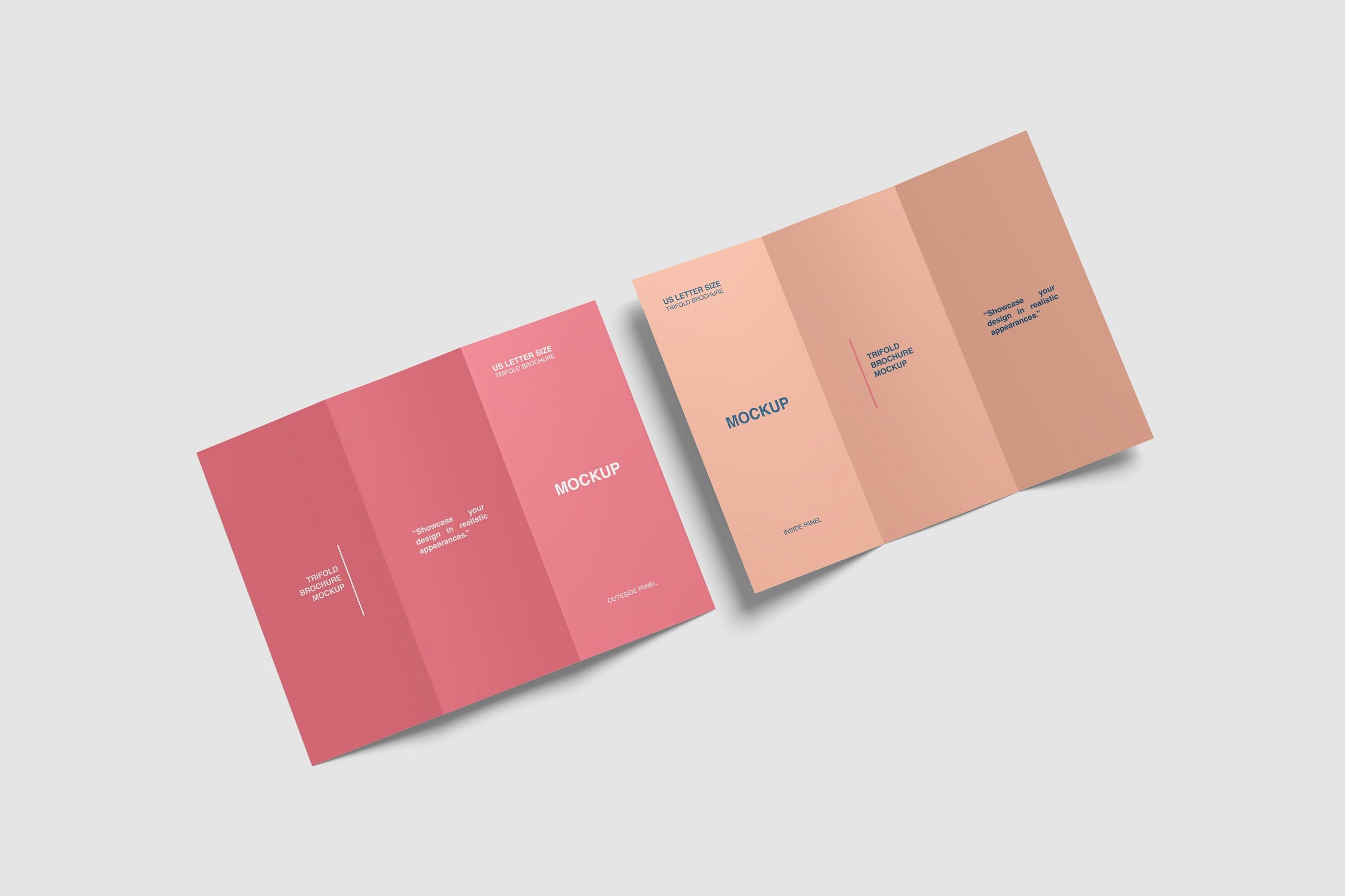 创意美国信件尺寸三折页宣传单封面样机模板 US Letter Trifold Mockups