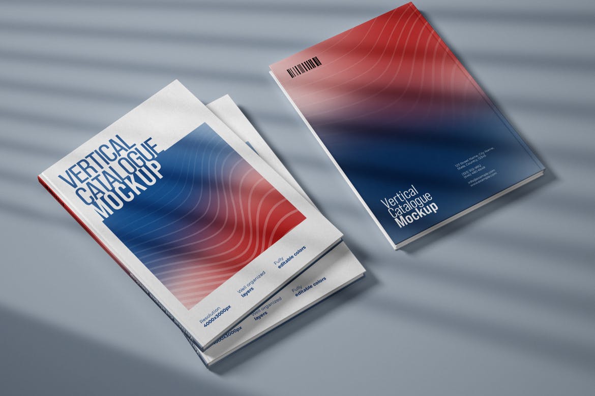 产品目录/杂志排版设计效果图样机v4 Vertical Catalogue, Magazine Mockup