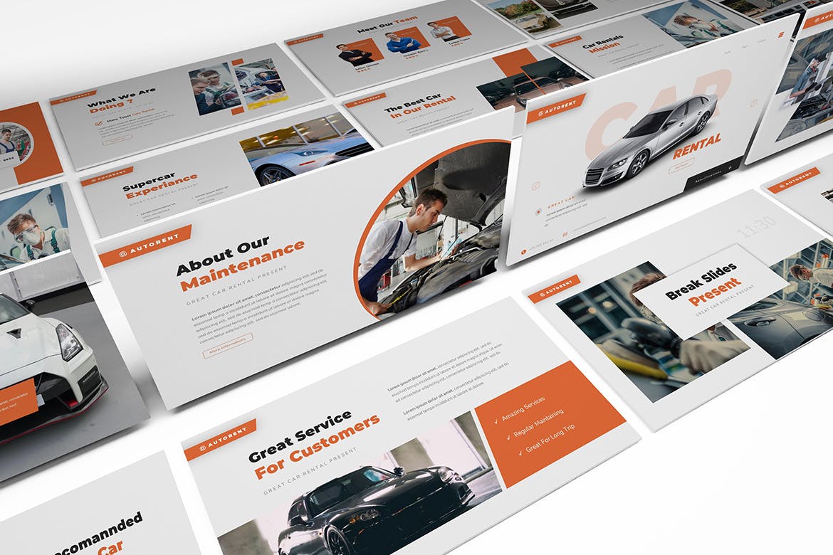 清新时尚简约多用途租车服务powerpoint幻灯片演示模板（pptx）