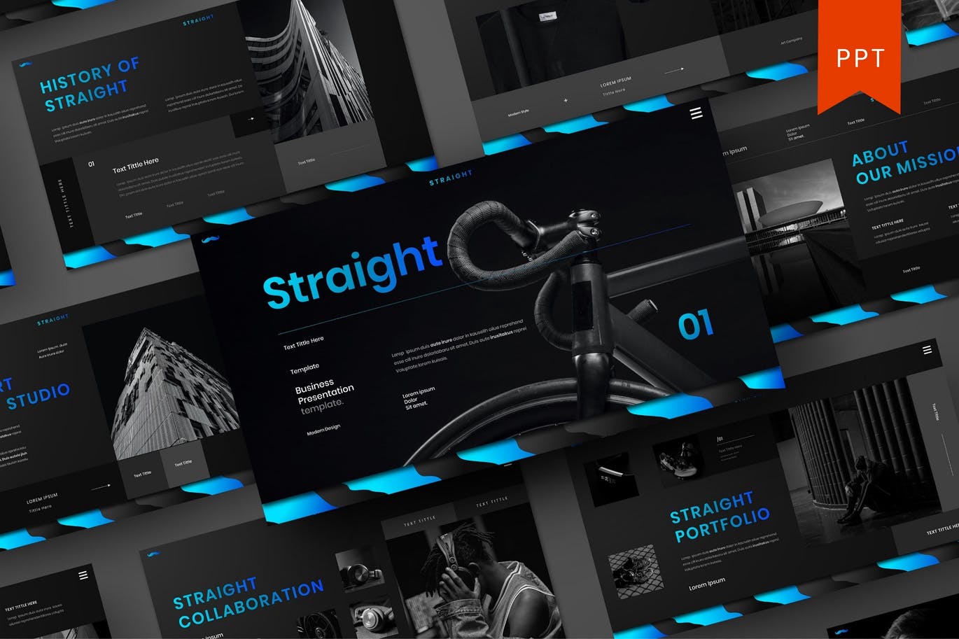 高端商业商务配色powerpoint幻灯片演示模板（pptx）