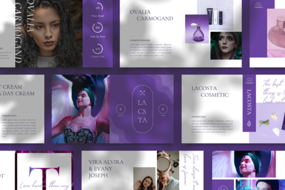 薰衣草配色化妆品主题keynote幻灯片模板