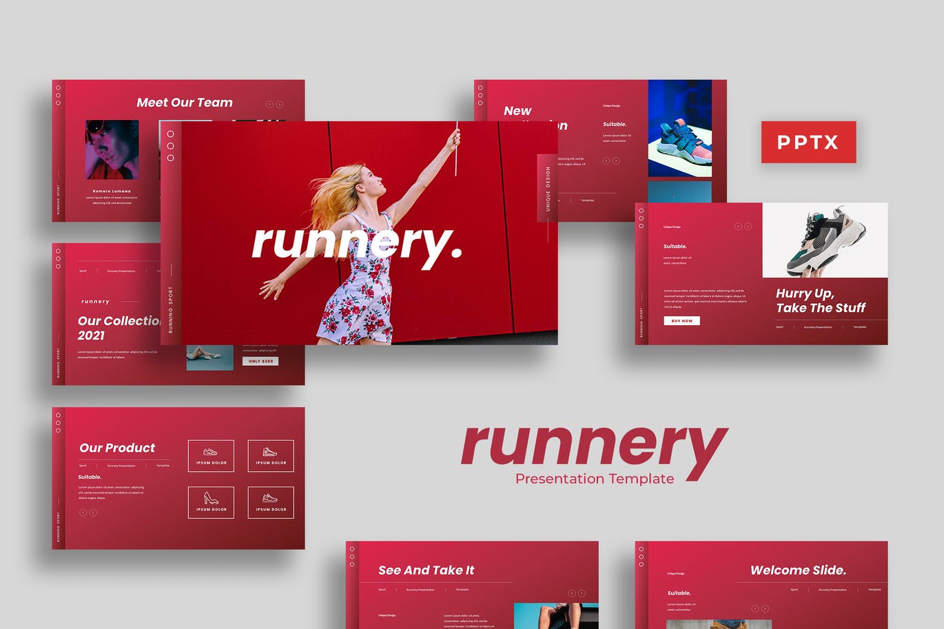 时尚多用途的运动powerpoint幻灯片演示模板（pptx）