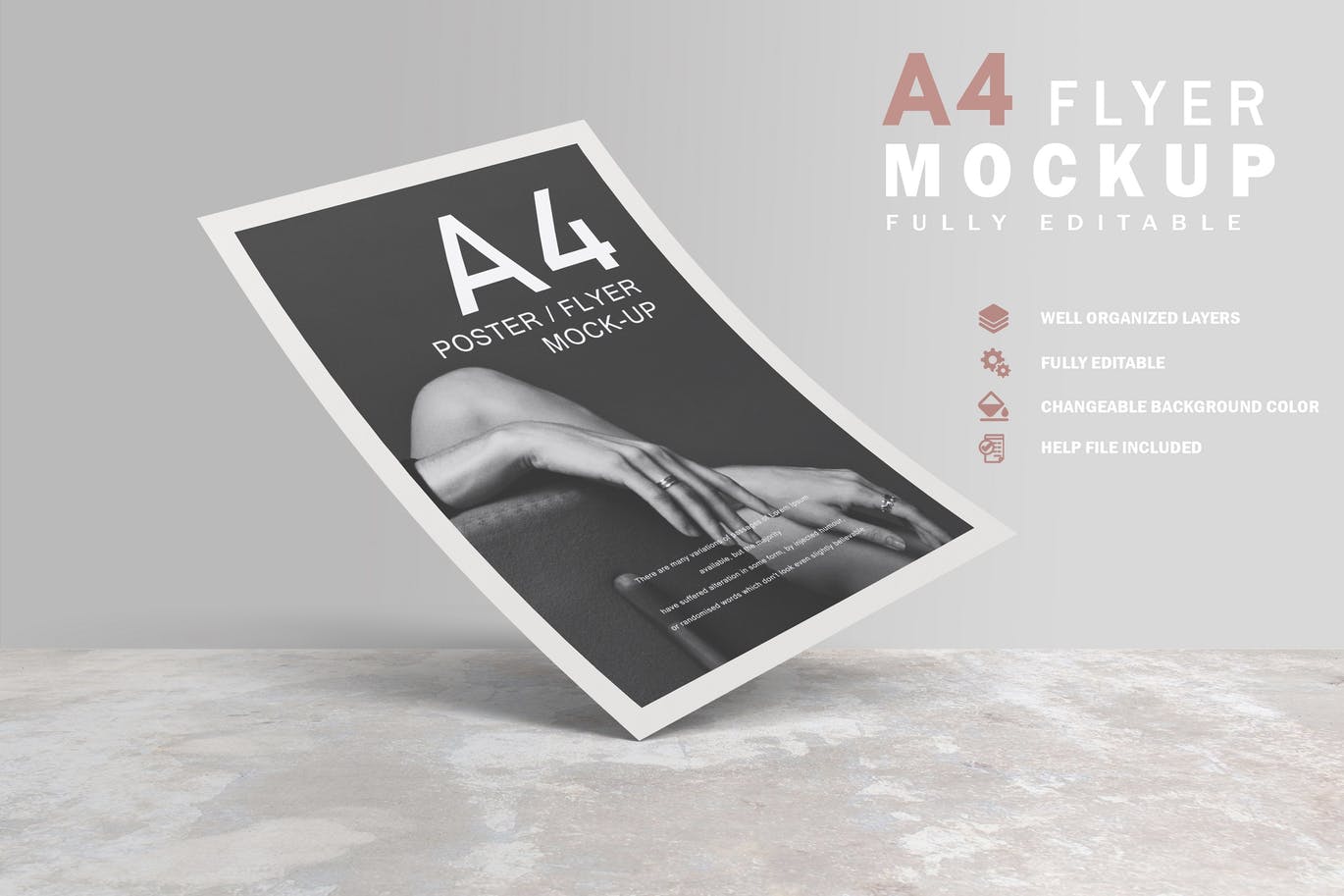 A4规格推广传单设计印刷效果图样机v1 A4 Flyer Mockup V.1