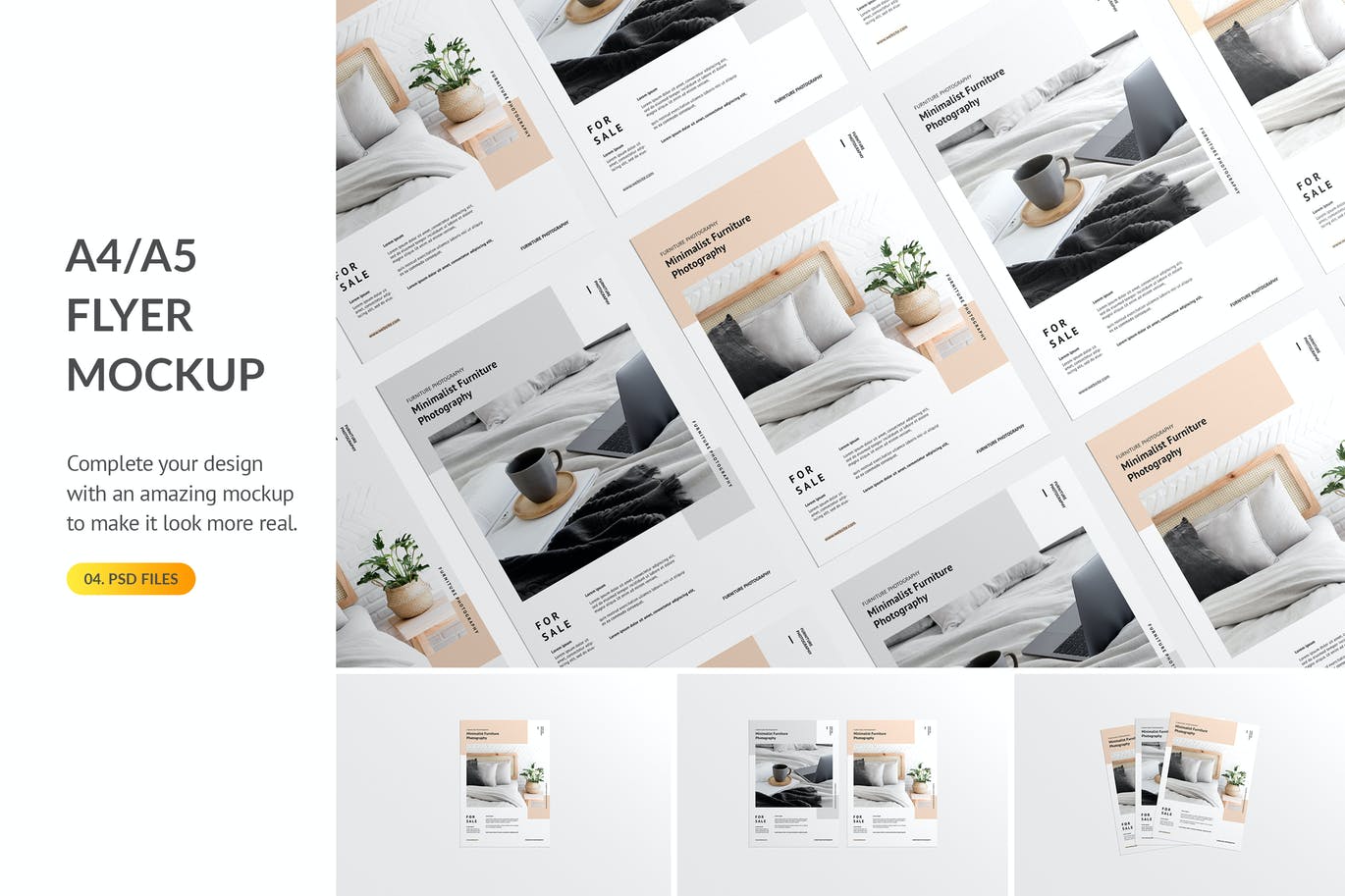 传单设计等距网格演示图样机模板 Flyer Mockup