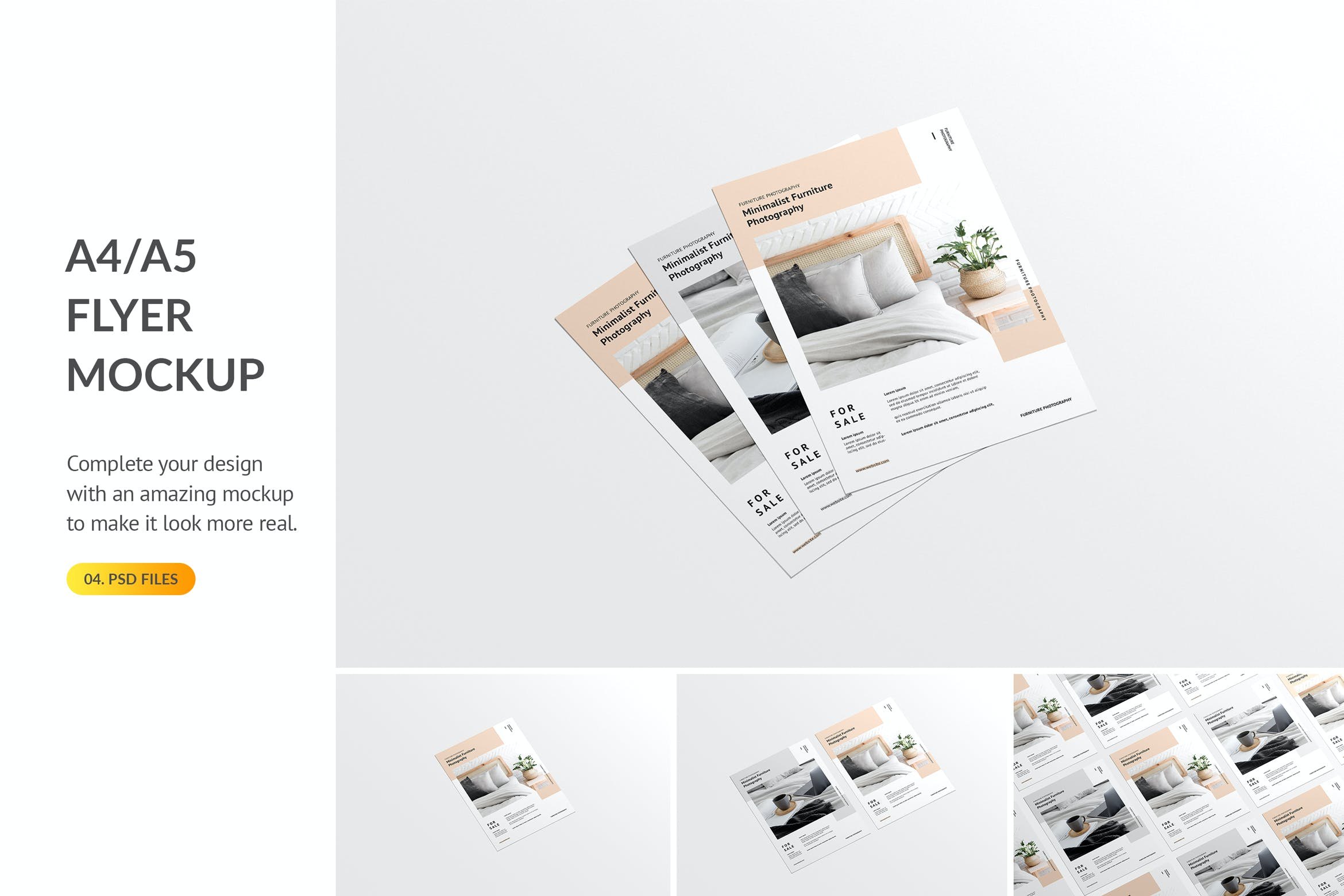 传单设计叠放效果图样机模板 Flyer Mockup