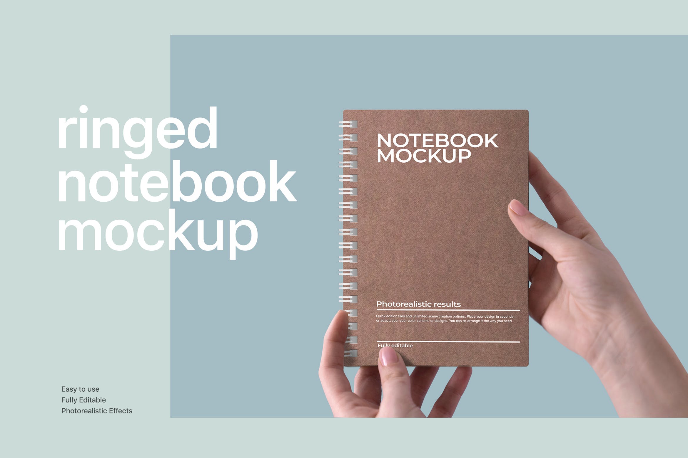 逼真手持笔记本文具产品外观预览样机模板 Notebook Mockup