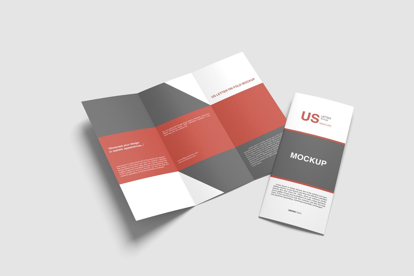 美国信件大小三折页宣传册模板 US Letter Trifold Mockup