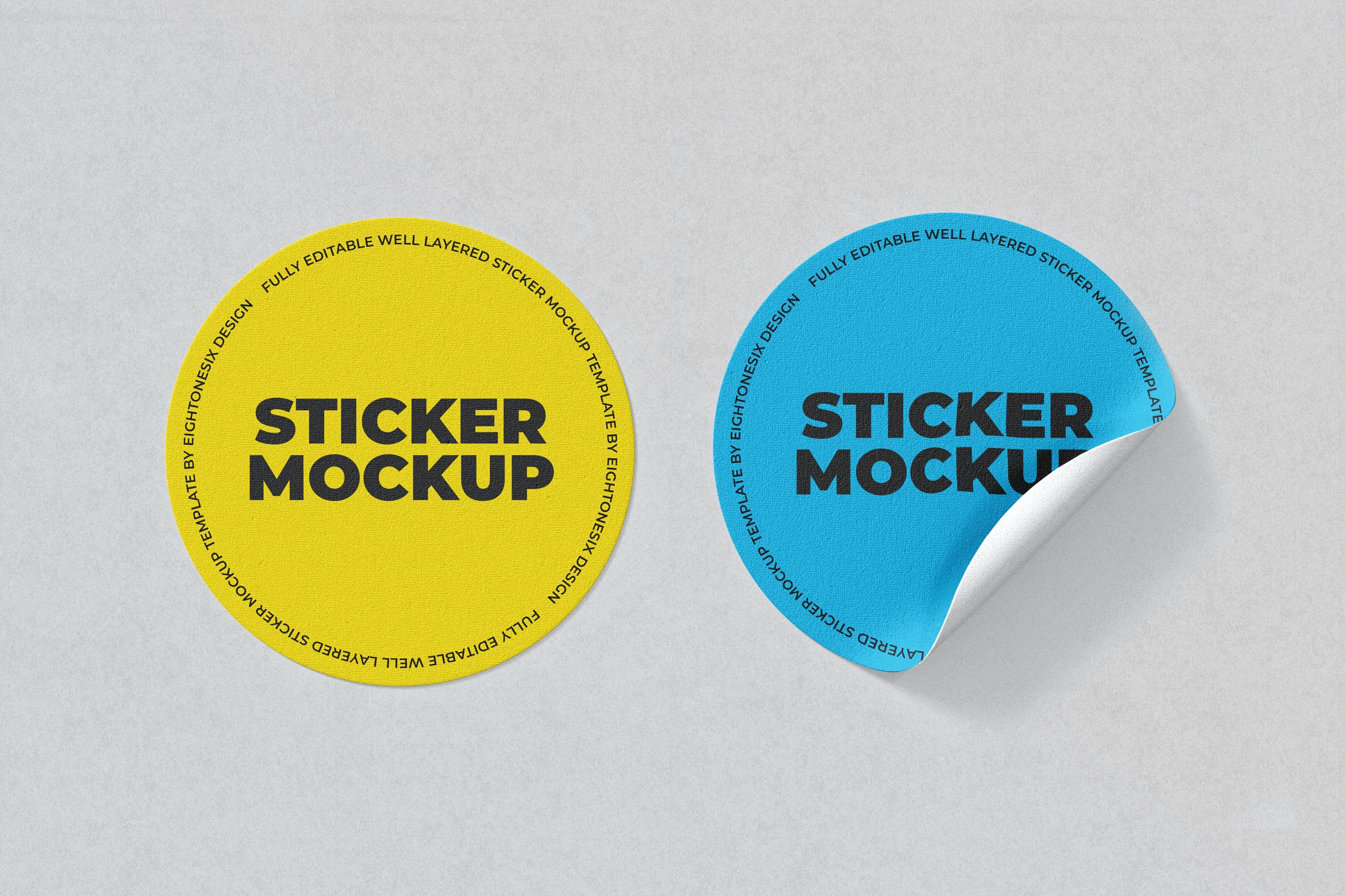 圆形品牌标签设计贴纸样机模板 Circle Sticker Mockup Template