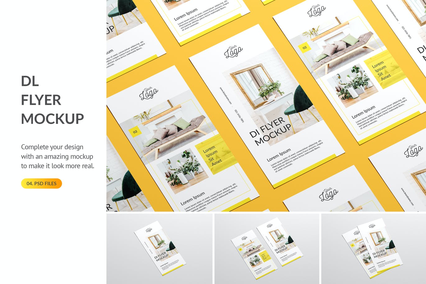 DL传单设计效果图预览样机模板 DL Flyer Mockup