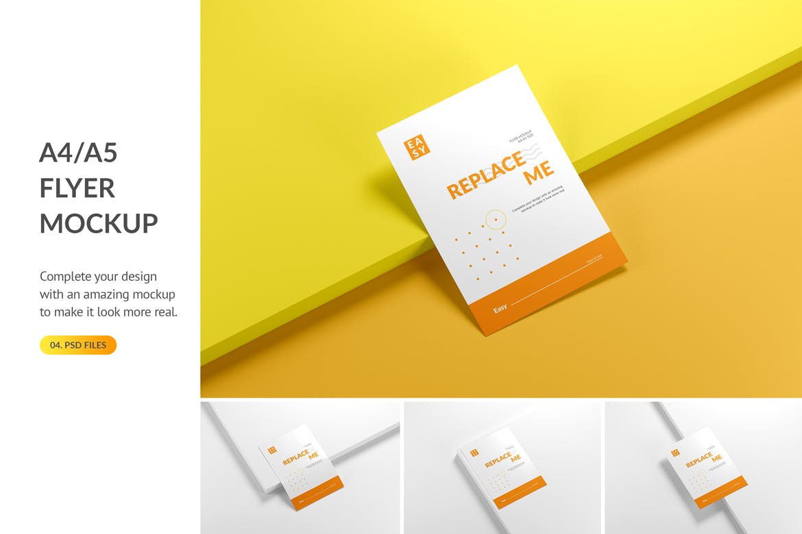 A4/A5尺寸单页广告传单效果图样机 Flyer Mockup