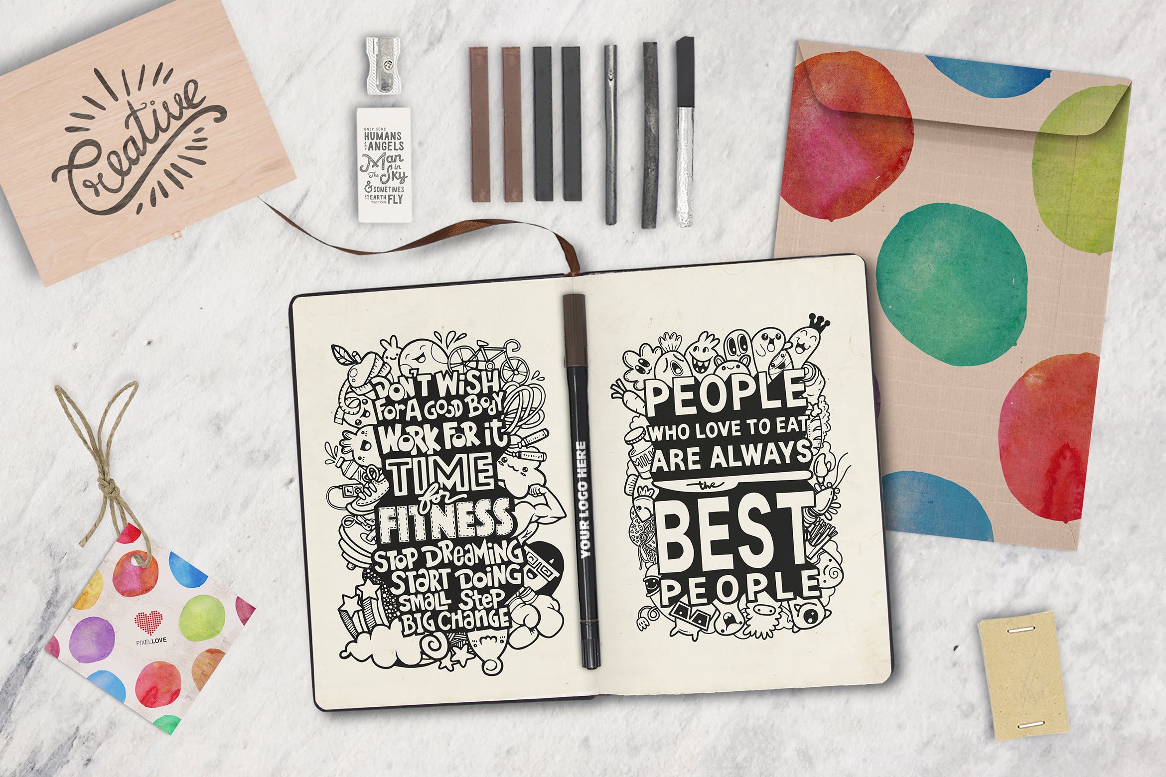 素描手绘场景样机模板合集 Sketch Scene Creator.zip