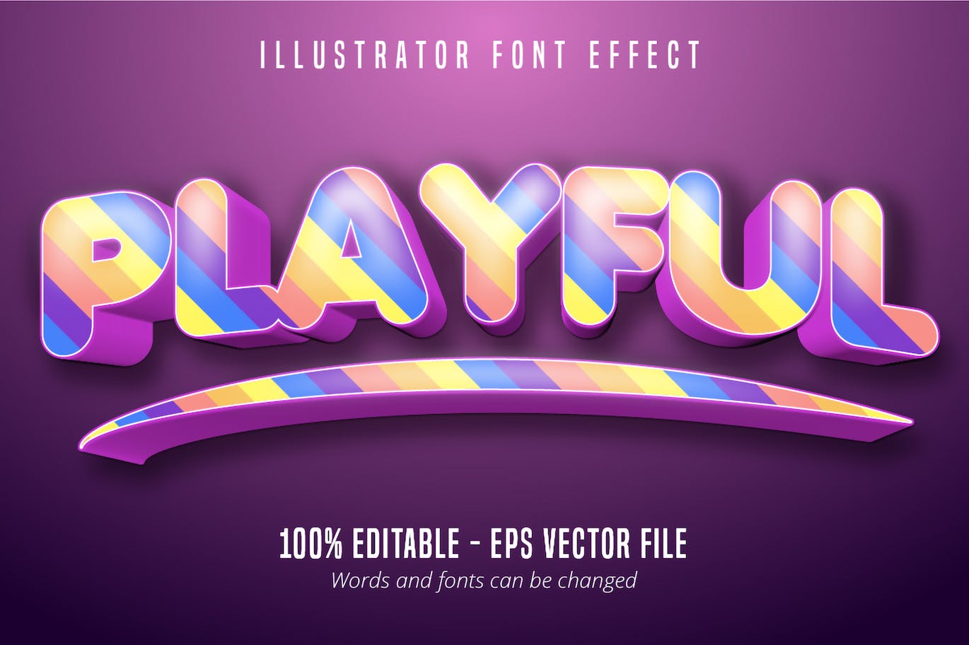 俏皮糖果-可编辑文本效果，矢量字体样式