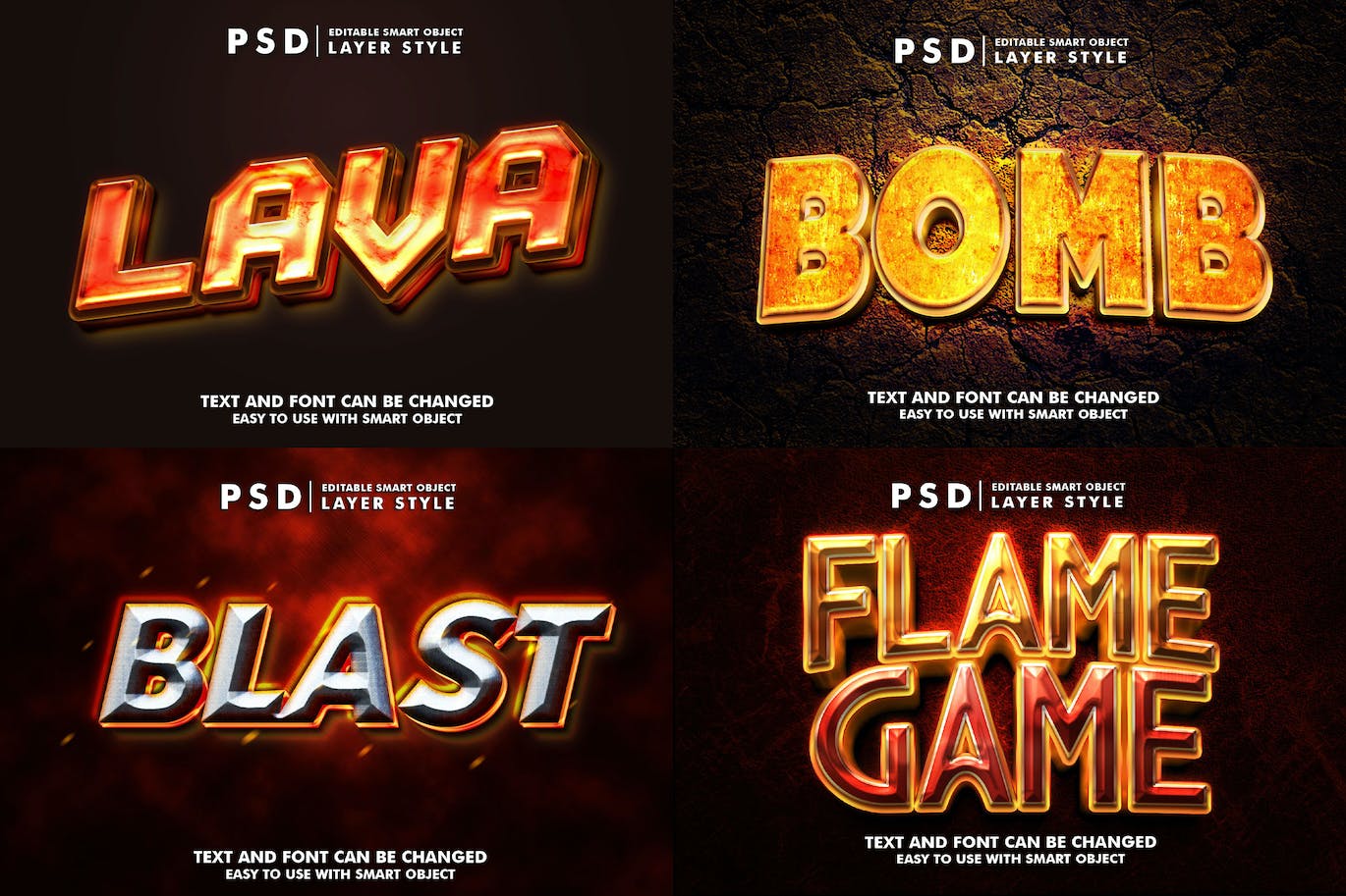 燃烧可编辑Psd文本效果集