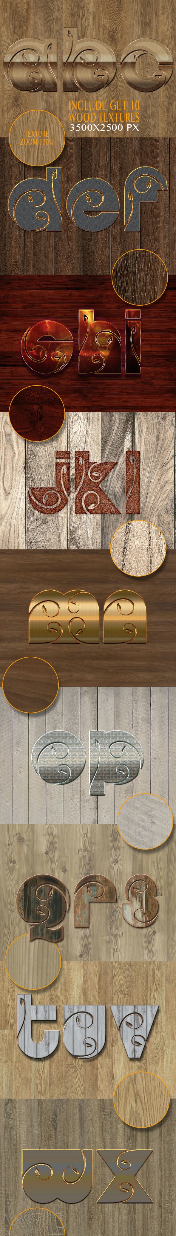 10款3D木纹文字效果ASL素材