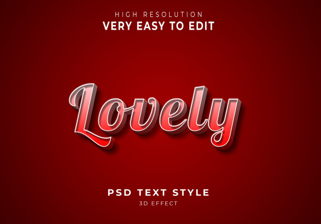 优质的红色3D文字效果样式