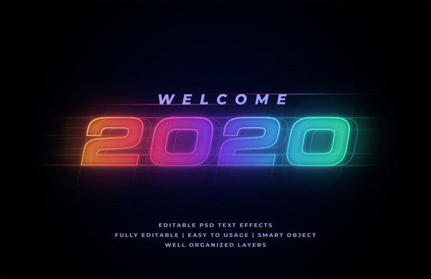 彩色渐变2020文本风格效果样式[PSD]