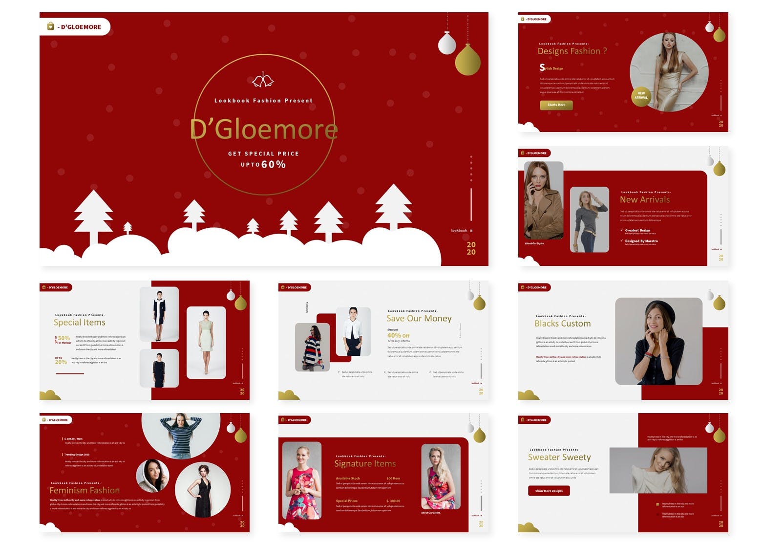 圣诞节主题的PPT素材模板（PPTX,KEY）