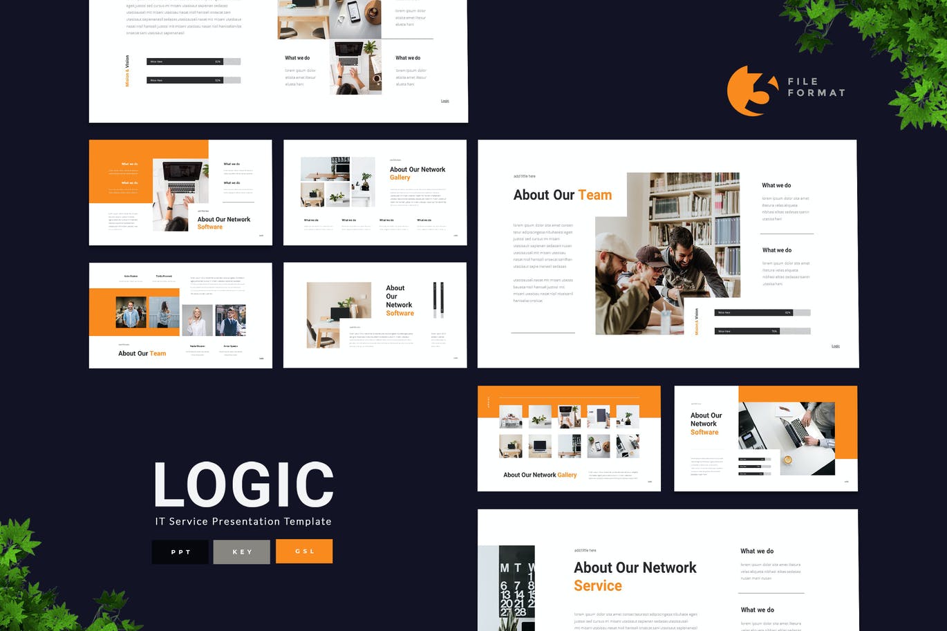 清新时尚简约高端多用途的IT服务powerpoint幻灯片演示模板（pptx）