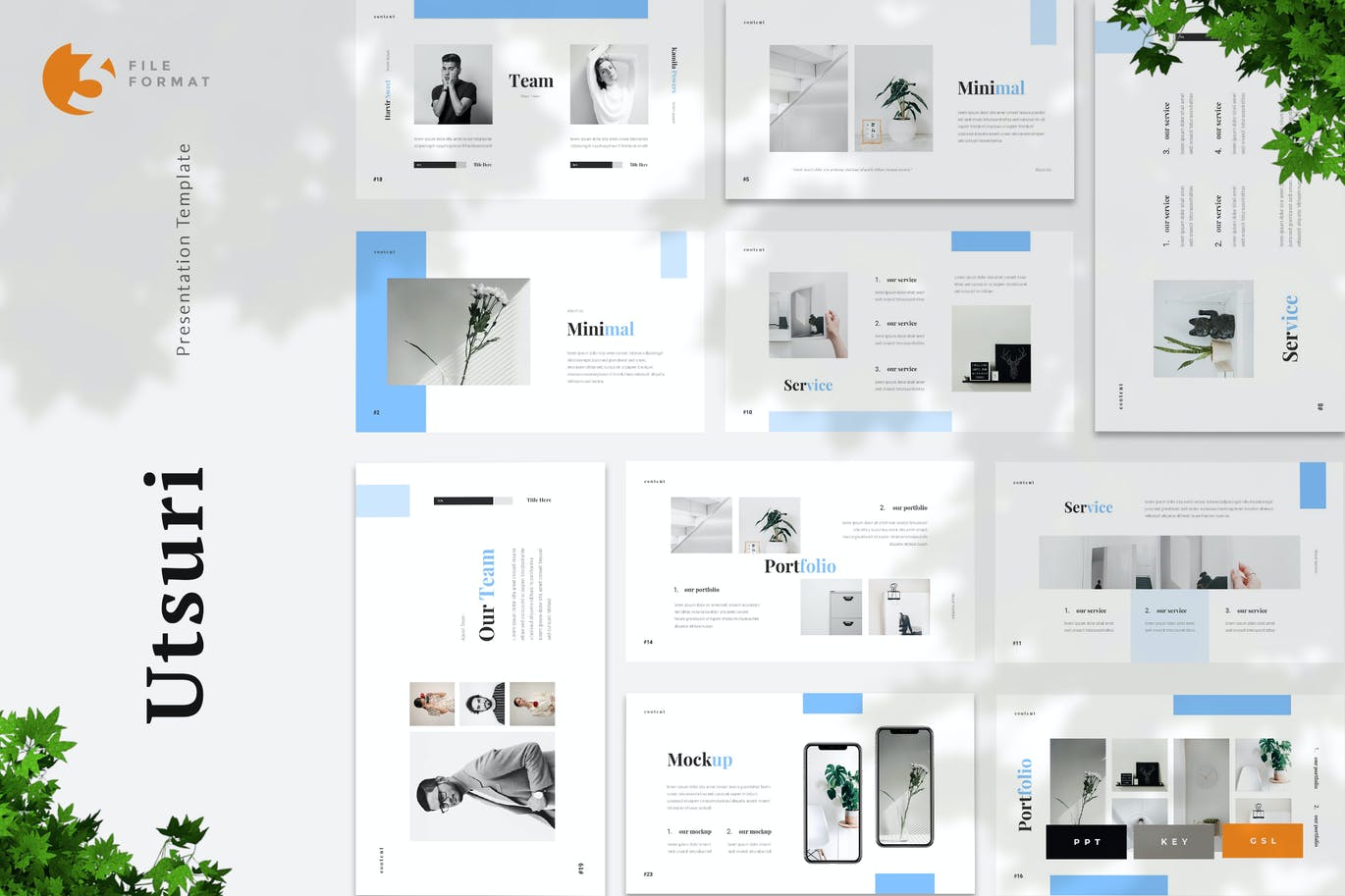 简约时尚高端清新多用途的powerpoint幻灯片演示模板（pptx）