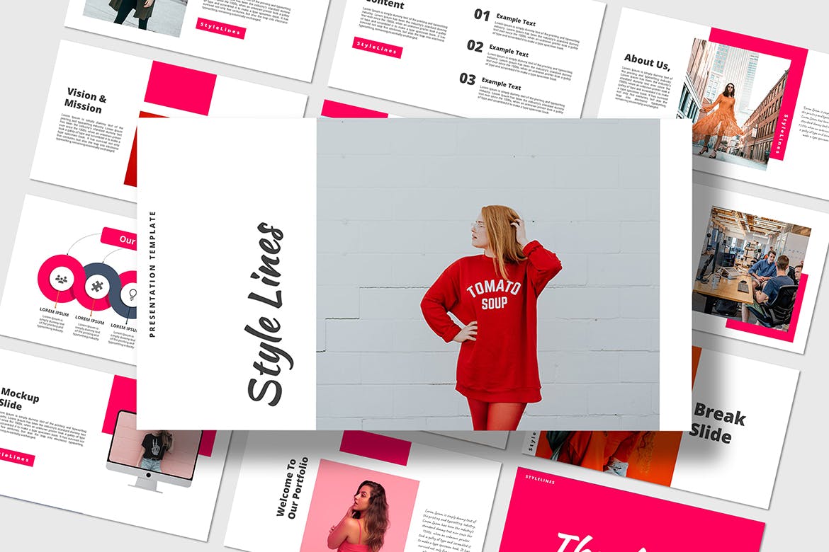 时尚流行风格的简约PPT模板（PPTX）