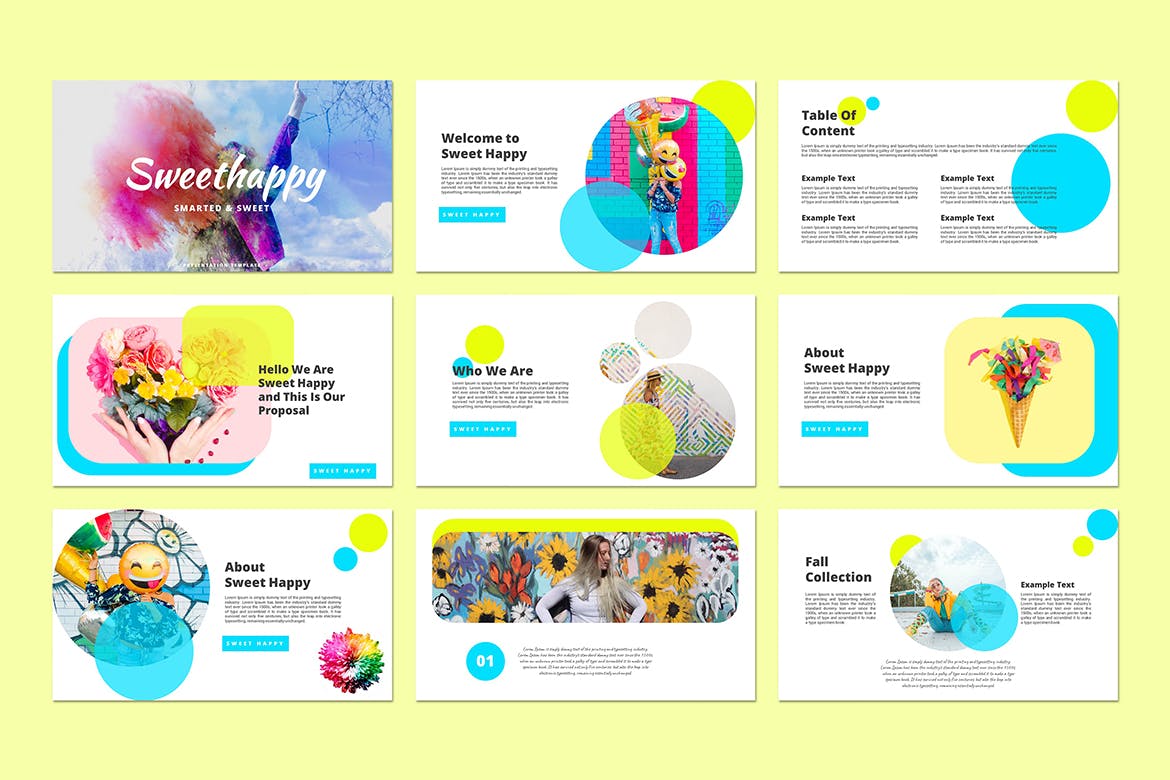 甜蜜快乐PPT模板（PPTX）