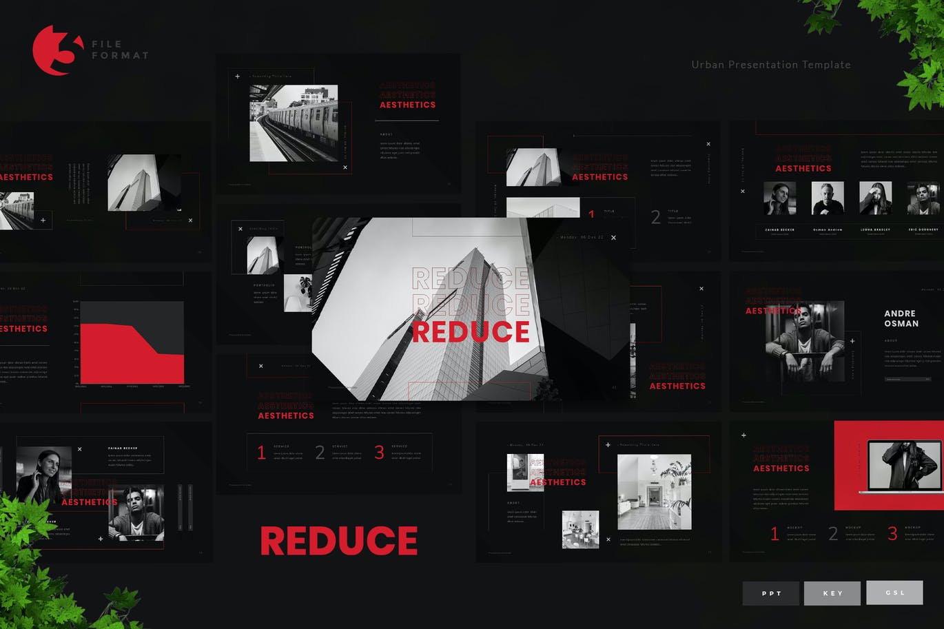 时尚高端个性的powerpoint幻灯片演示模板（pptx）