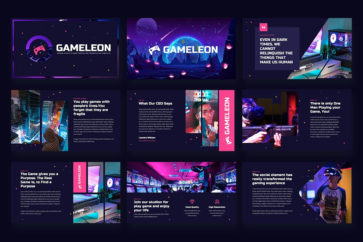 游戏工作室介绍PPT模板（PPTX）