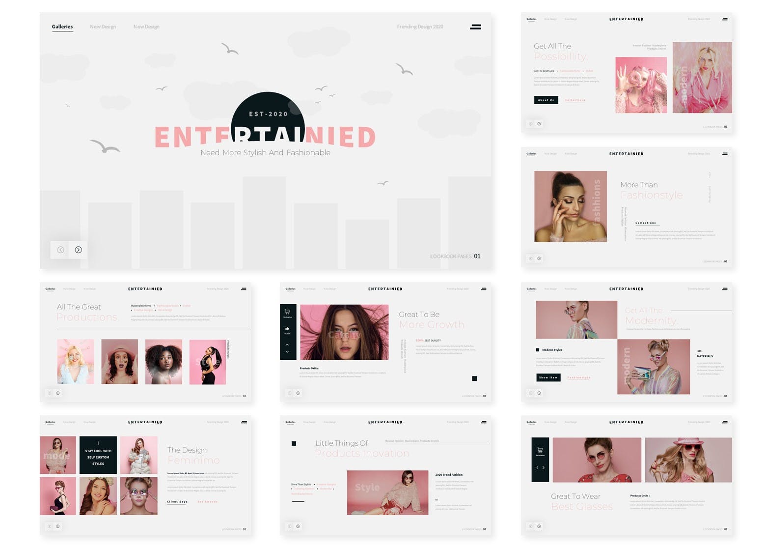 时尚简约现代幻灯片模板[PPTX,KEY]