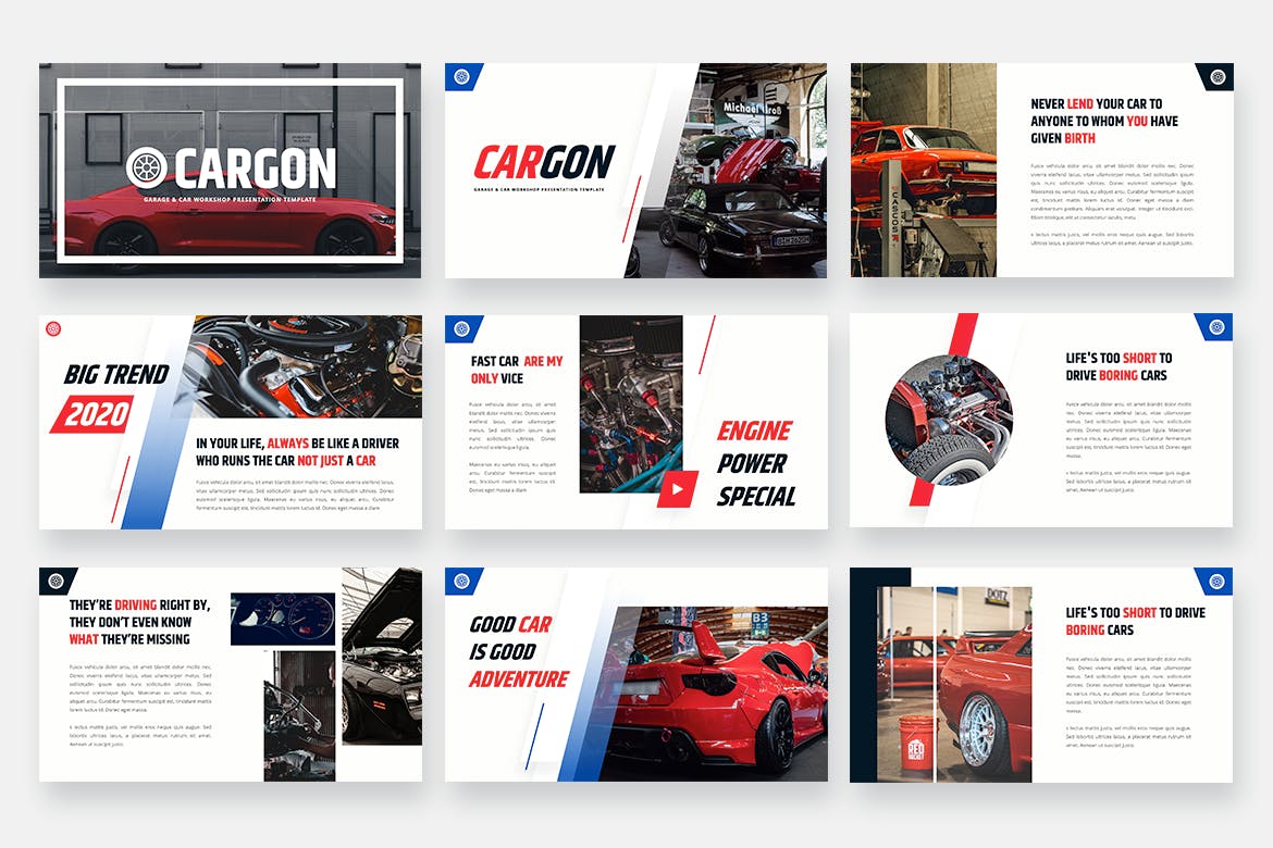 精美车库PPT设计模板[PSD]