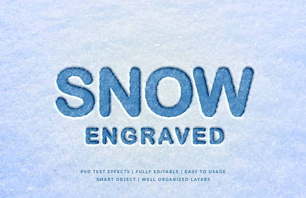 雪地3D文字风格效果样式