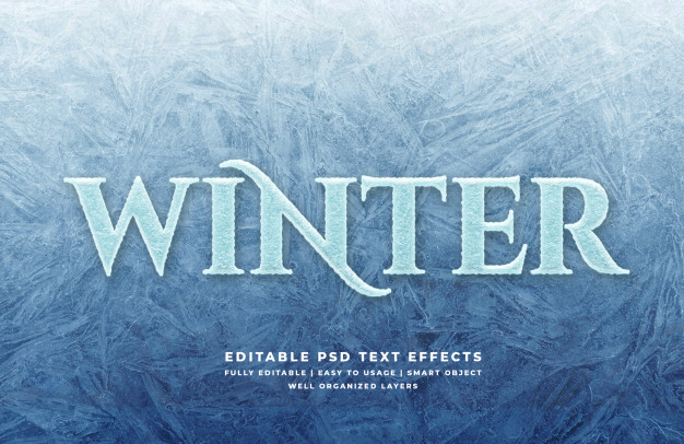 酷炫冰雪3D文本样式效果[PSD]