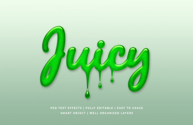 绿色液体3D文本特效样式[PSD]