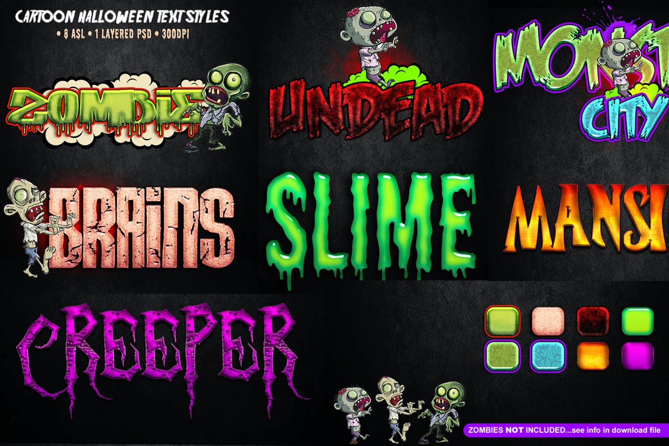 时尚可爱万圣节佳通植物大战僵尸主标题文字效果图层样式大集合（PSD，ASL）