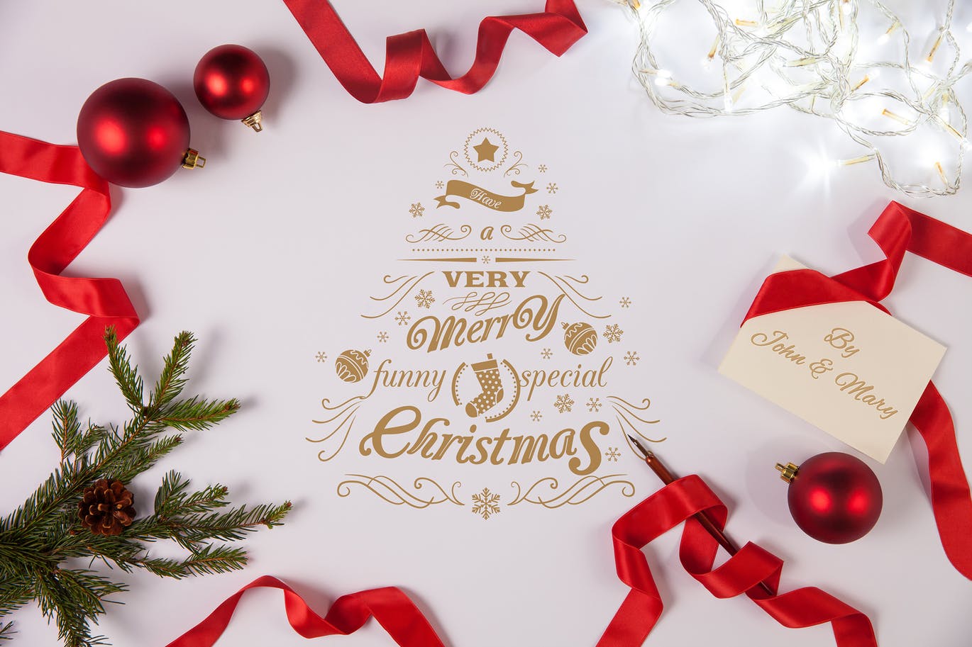 简约优雅风格圣诞节贺卡设计图样机模板v2 Clean and Elegant Christmas Greetings Mockups #2