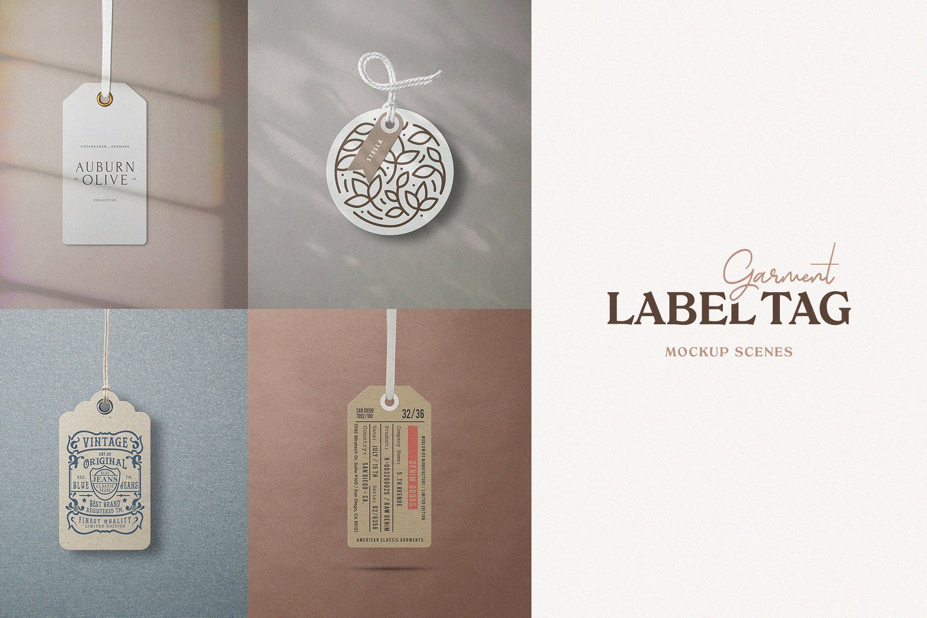 服装标签/吊牌印刷效果图样机 Garment Label Tag Mockups