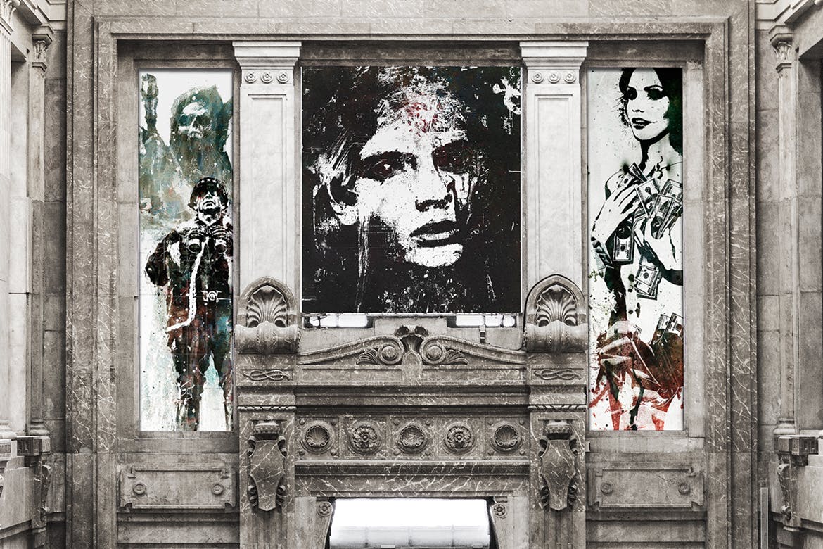 城市广告牌海报设计预览样机 Urban Billboard Poster Mockup