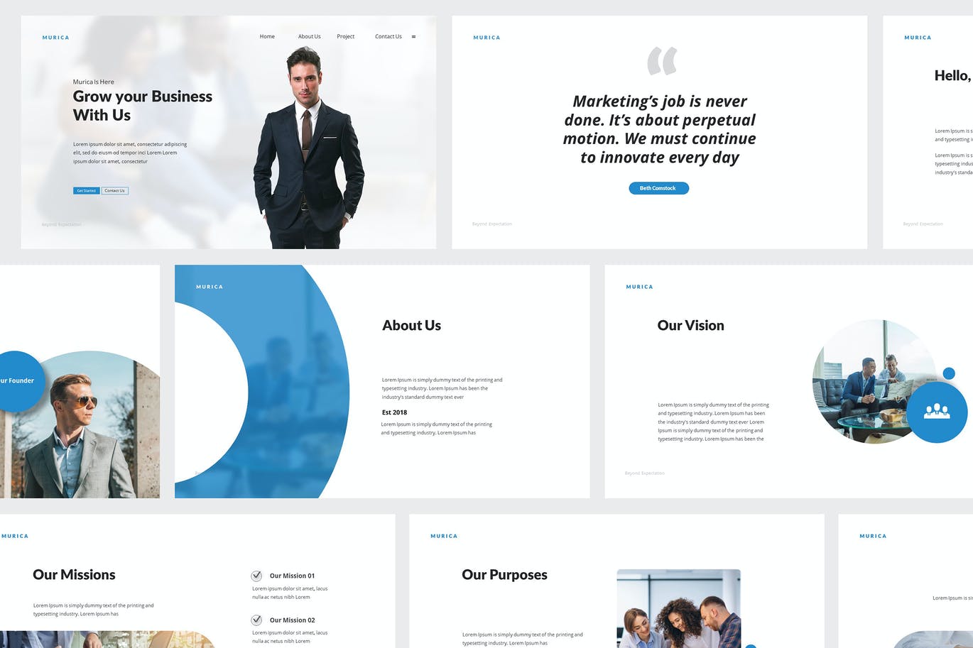 时尚高端简约多用途的高品质营销powerpoint幻灯片演示模板（pptx）