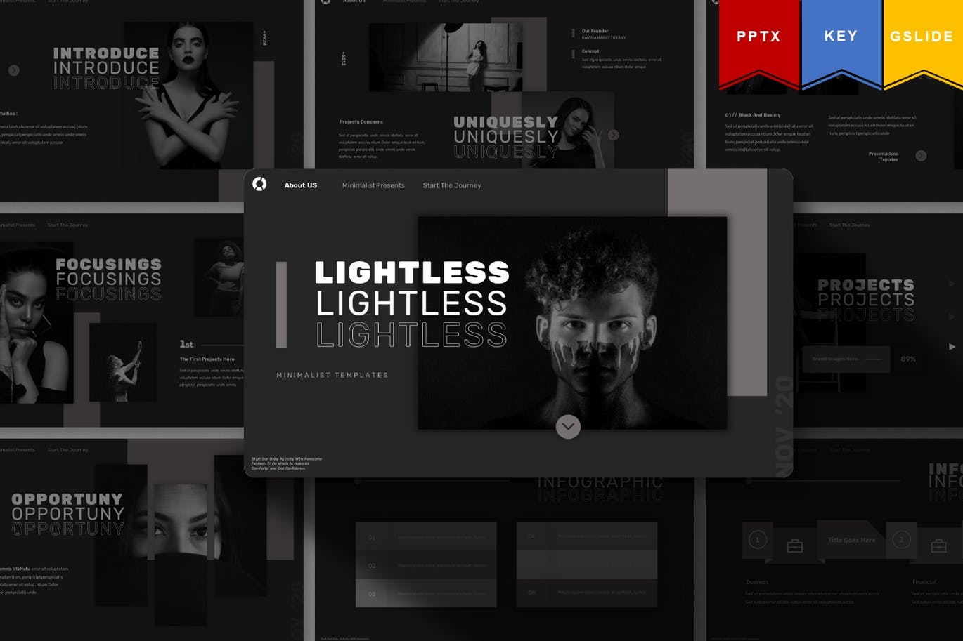 时尚高端专业的高品质个性powerpoint幻灯片演示模板（pptx&keynote）