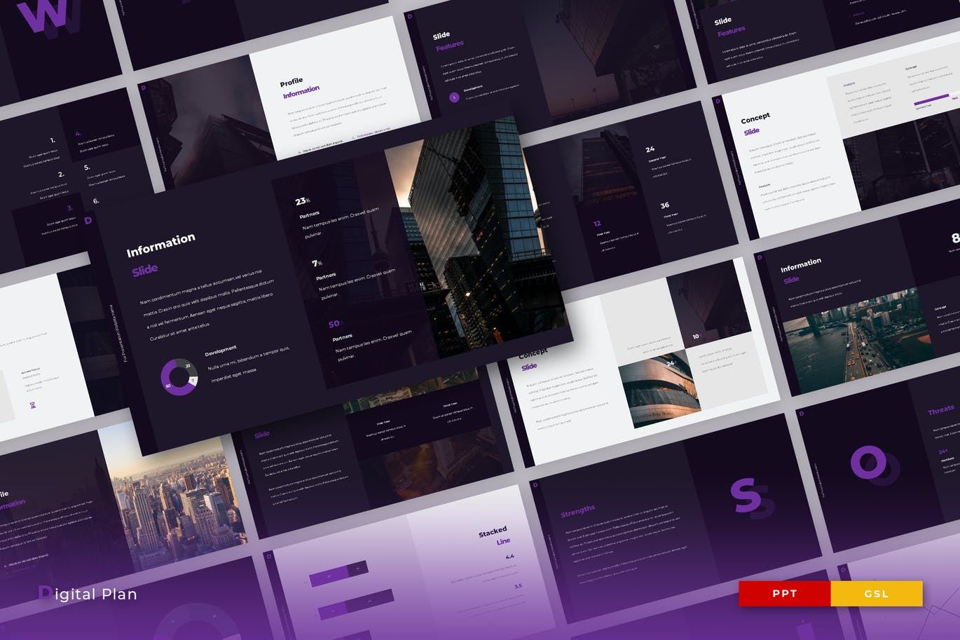 时尚高端专业的商业商务powerpoint幻灯片演示模板（pptx）