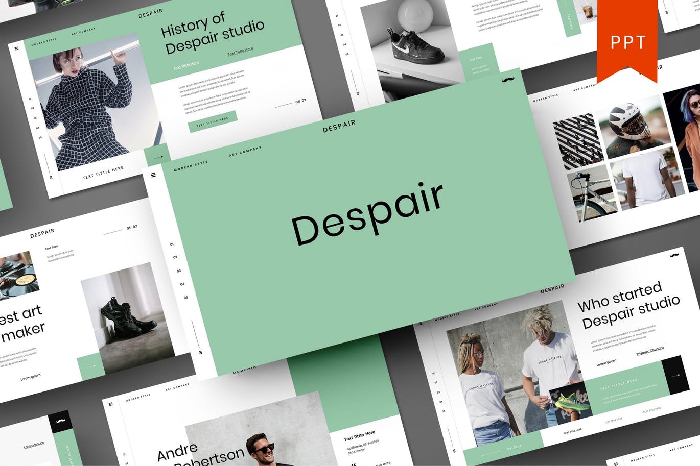 时尚高端简约清新优雅powerpoint幻灯片演示模板（pptx）