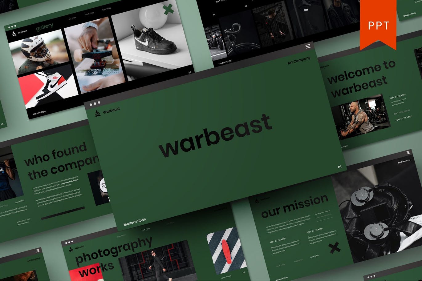 高品质的时尚高端商业商务powerpoint幻灯片演示模板（pptx）