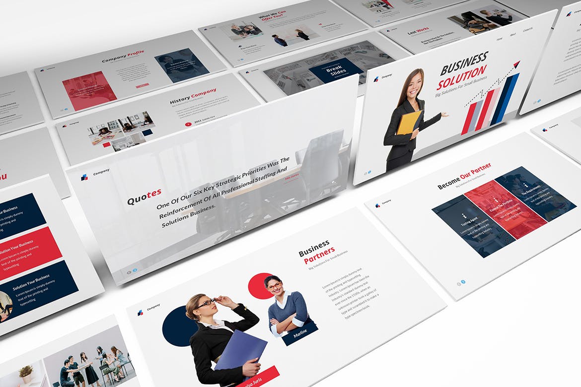 时尚高端简约多用途的业务解决方案提案powerpoint幻灯片演示模板（pptx）