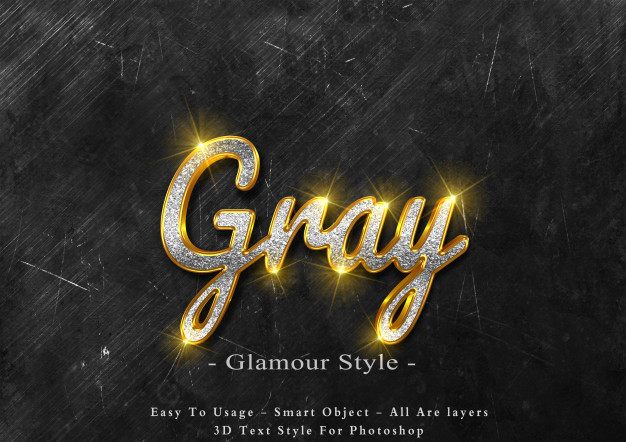 闪耀3d灰色文字风格效果字体样式