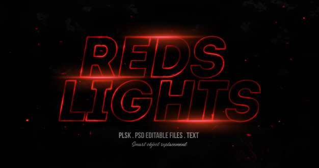 红色灯光效果3D特效字体样式
