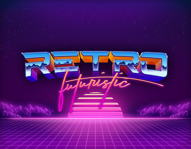 复古的未来主义文字效果模板