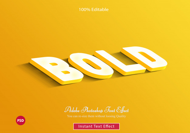 黄色3d加粗文本效果的psd模板