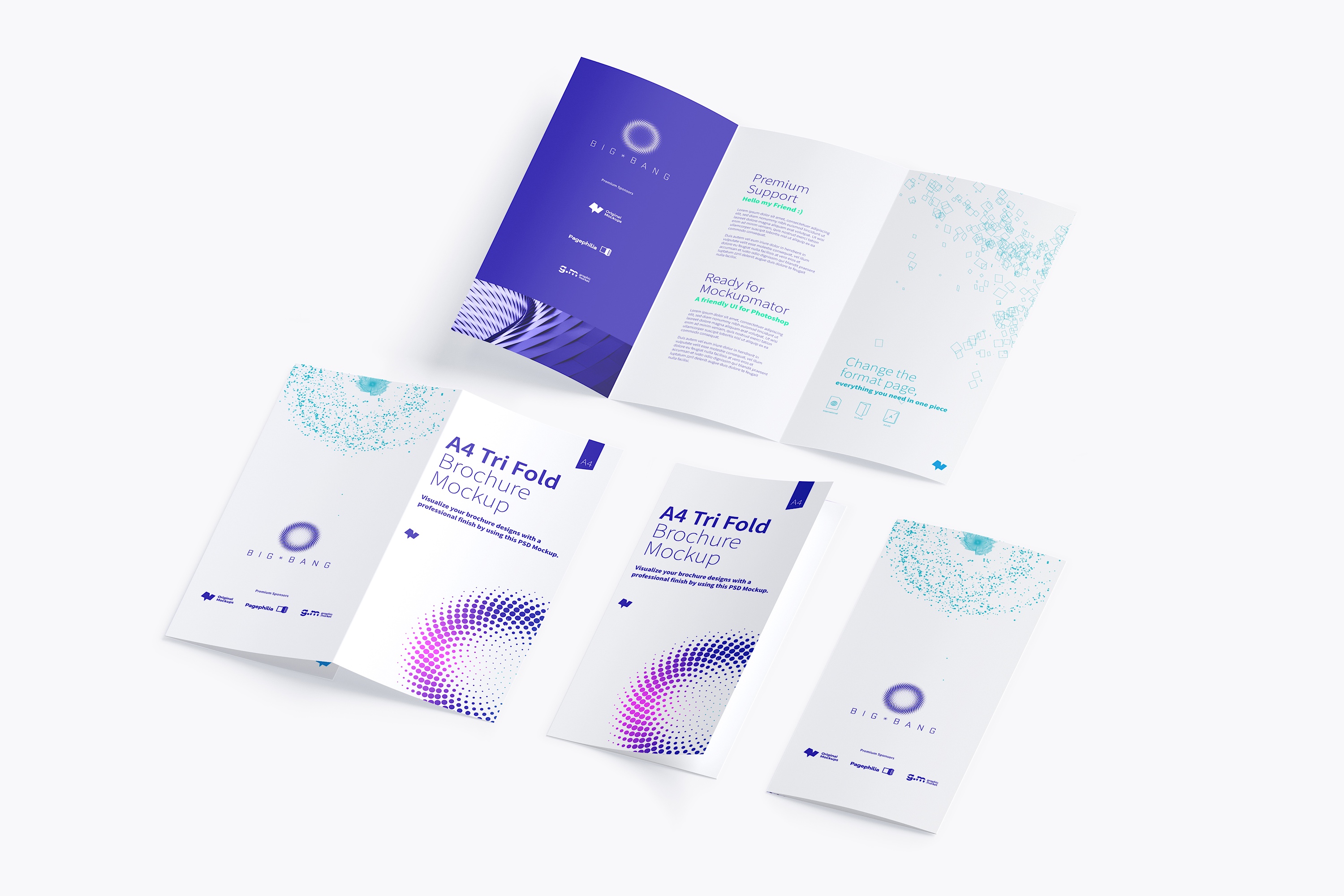 A4大小三折页企业宣传传单设计效果图样机模板05 A4 Trifold Brochure Mockup 05