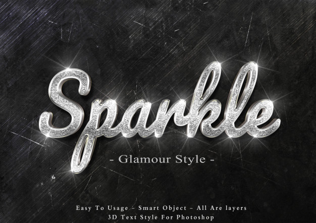 3d银光闪闪的文字风格的效果