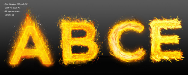 Fire alphabet text effect | Premium PSD File
