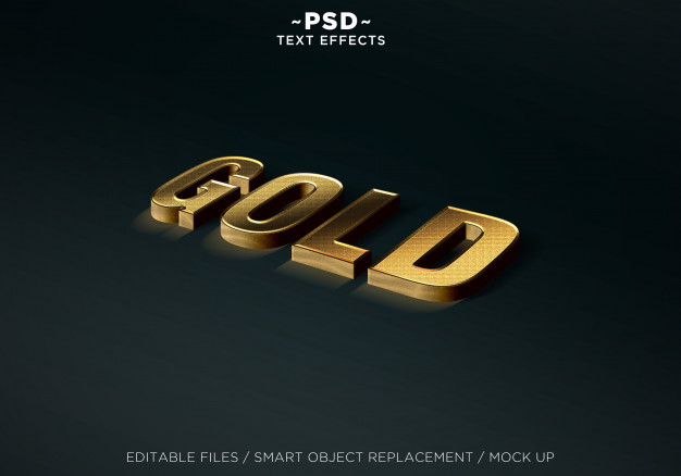 逼真的金色文本效果字体样式可编辑的